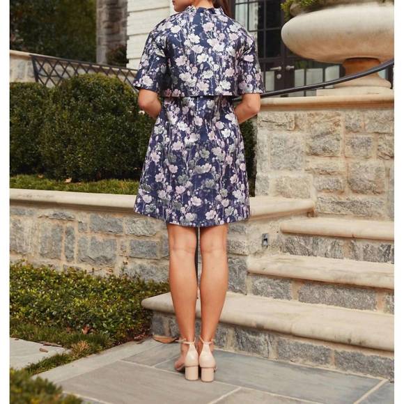 NEW ABBEY GLASS abbey glass mimi shrug in silver stems navy - Picture 2 of 3